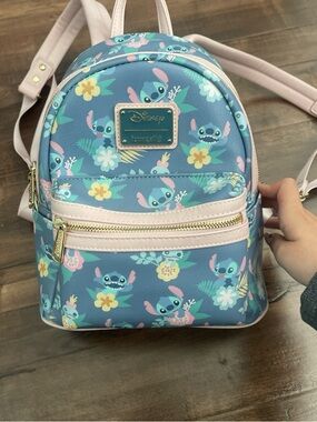 Disney Lilo & Stitch Floral loungefly Backpack - Blue & Pink